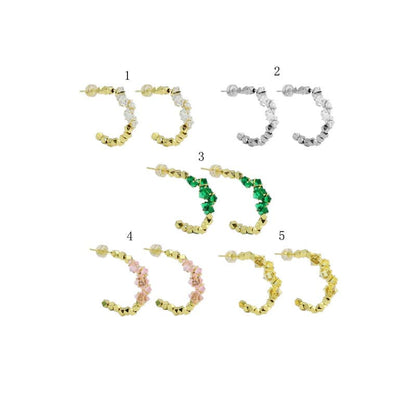 Gold Silver Crystal Diamond cut Ball Hoop Earrings, Sku#LX474c
