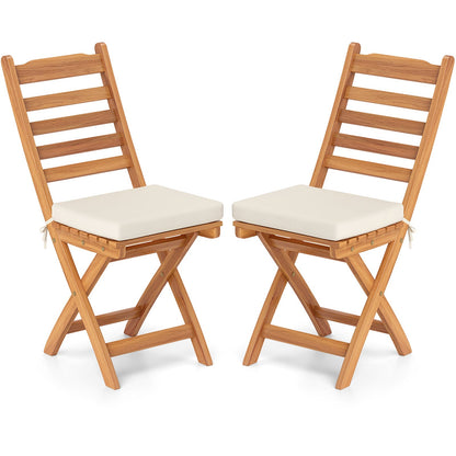 Patio Folding Chairs Set of 2 with Soft Seat Cushion