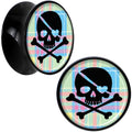 Black Acrylic Pink Green Plaid Heart Skull Saddle Plug Set 5/8