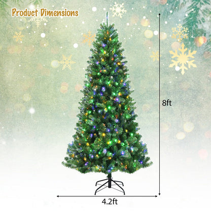 Artificial Hinged Christmas Tree with Remote-controlled Color-changing LED Lights