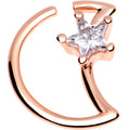 Clear CZ Star Gem Rose Gold Plated Moon Right Daith Cartilage Tragus
