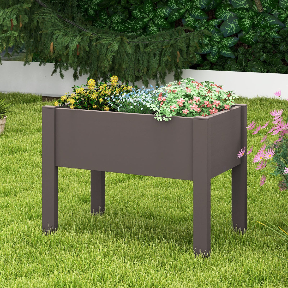 53L Raised Bed Grow Box Self-Watering Planter Box Stand with Water Level Monitor