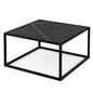 Modern Glass Square Coffee Table with Metal Frame for Living Room