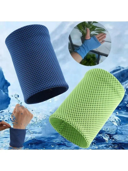 Cold-Sensing Sports Wristbands | Ice Silk Cooling Sweatbands for Workouts