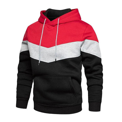 Cool Men's Patchwork Hooded Sweatshirt Hoodies Sport Clothing Casual Loose Fleece Warm Streetwear Modern Male Fashion Autumn Winter Outwear  Long Sleeve Pleated Comfy Round Neck Mens Sweatshirts Workout Sport Casual Hoodie
