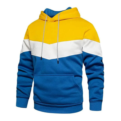 Cool Men's Patchwork Hooded Sweatshirt Hoodies Sport Clothing Casual Loose Fleece Warm Streetwear Modern Male Fashion Autumn Winter Outwear  Long Sleeve Pleated Comfy Round Neck Mens Sweatshirts Workout Sport Casual Hoodie