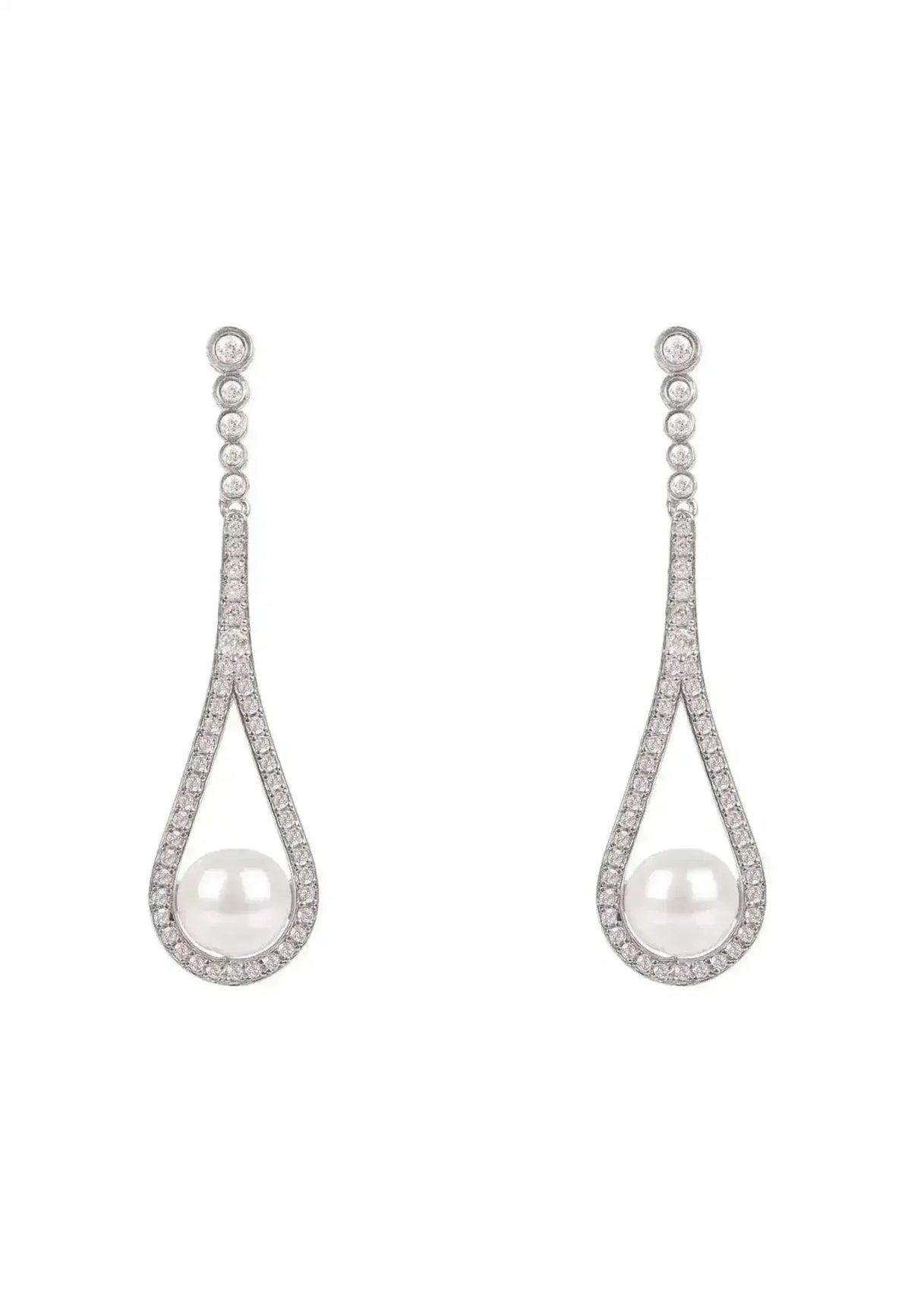 Latelita Cradled Pearl Drop Earrings Silver | Femstylo
