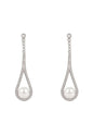 Latelita Cradled Pearl Drop Earrings Silver | Femstylo