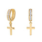 Cross Drop Huggies in Sterling Silver
