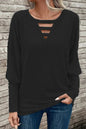Cutout Round Neck Long Sleeve T-Shirt