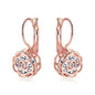 Cystal Leverback Floral Earrings In Gold