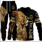 Animal-print Hooded Pullover Sweatshirt And Menswomens Sportswear Set