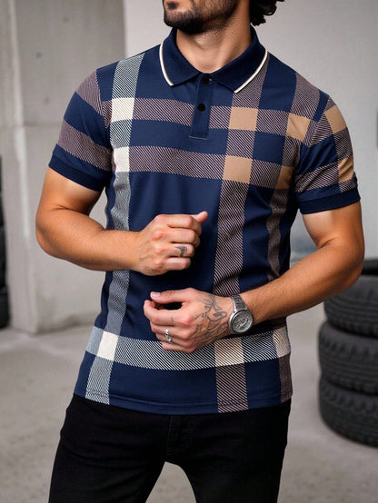 Mens Casual Printed Button-up Shirt With A Lapel Collar