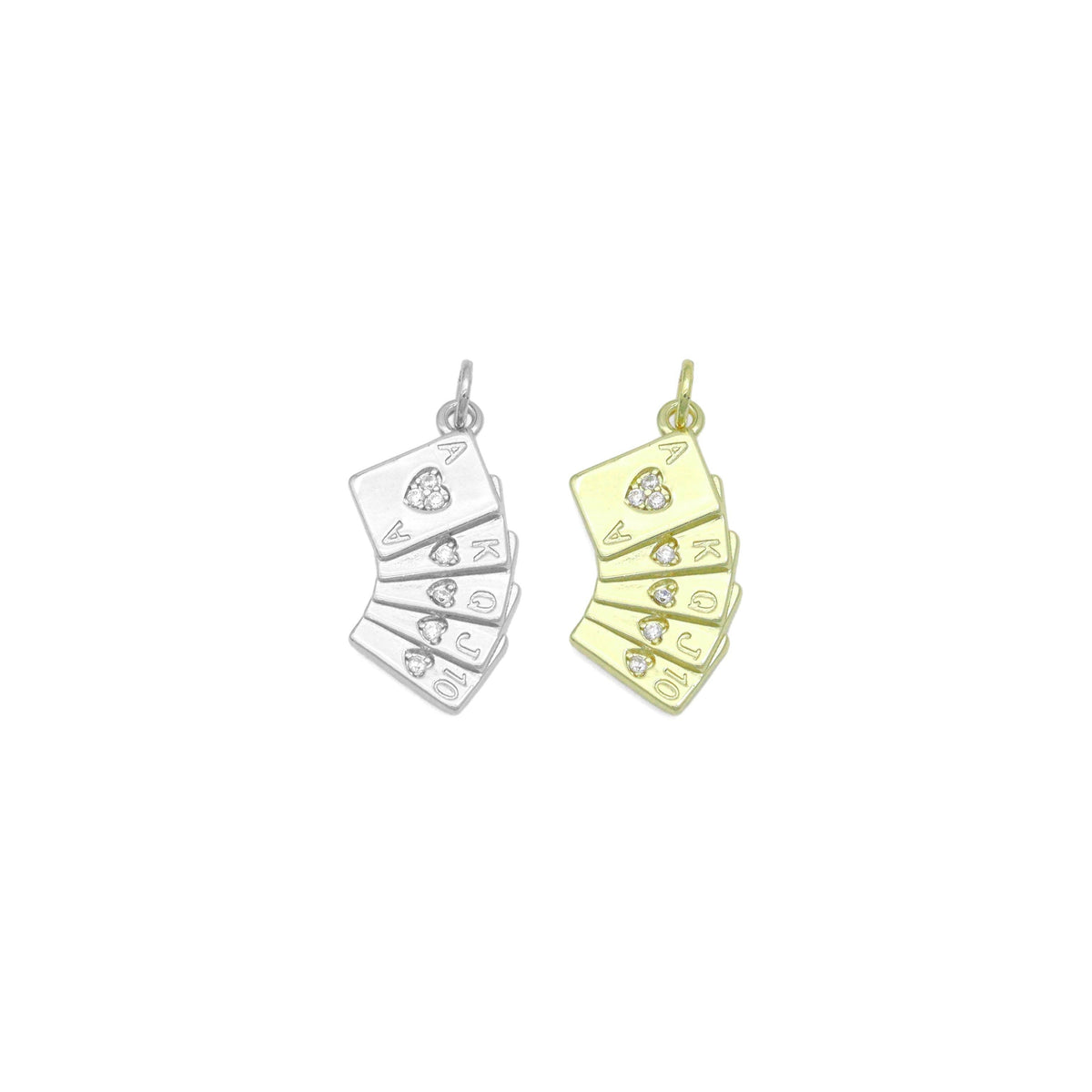 Clear CZ Gold Silver Poker Card Charm Pendant,Sku#A487