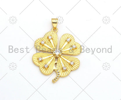 CZ Micro Pave Clover Shamrock Shape Pendant/Charm, Sku#LK374