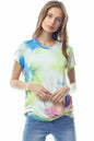 Tie-Dye Twist Front Top – Trendy Crew Neck Tee with Unique Hem | Femstylo