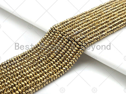 Darker Gold Hematite Rondelle Faceted Spacer Beads, sku#S129