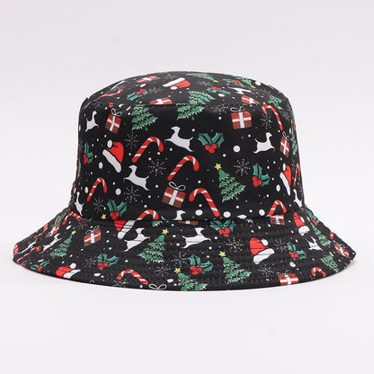 European And American Digital-print Bell-shaped Reindeer Bucket Hat