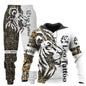 Animal-print Hooded Pullover Sweatshirt And Menswomens Sportswear Set
