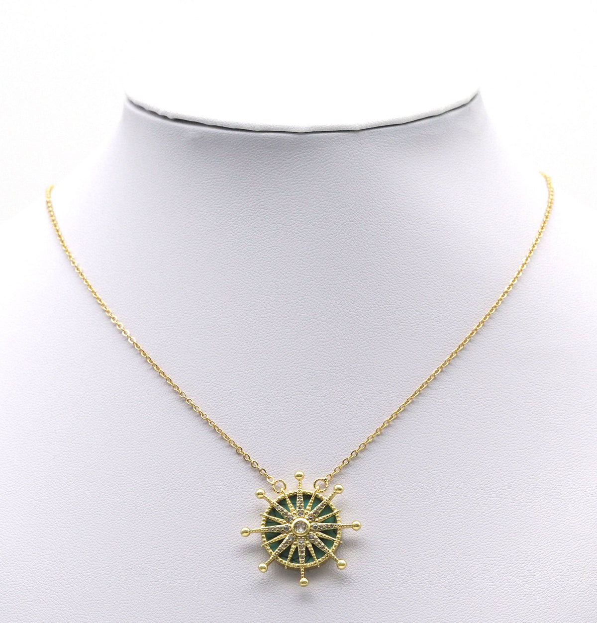 Gold CZ North Star On Turquoise Stone Charm, Sku#L704