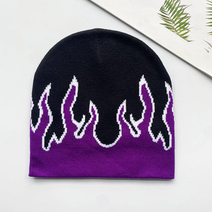 Hip-hop Street-style Flame Knitted Hat For Men