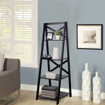 4-tier Leaning Free Standing Ladder Shelf Bookcase-White