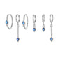 Multi Sets of Blue Flower Pierced Earrings, 4-6pcs, 18k Gold Plated Stud Drop Hoop Huggie Cuff Chain, S925 Needle