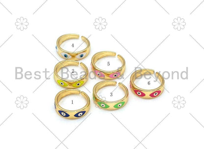 Colorful Enamel Evil Eye Shape Adjustable Ring,Sku#LD149