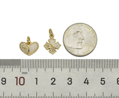 CZ Enamel Cross/Heart Charm, Sku#LD196