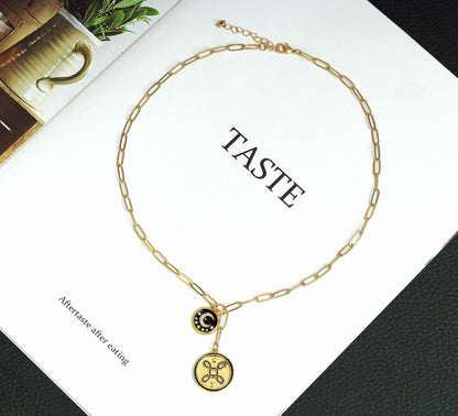 Paperclip chain drop charm necklace, sku#CL14-1