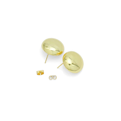 Plain Gold Silver Half Ball Stud Earrings, Sku#LD572