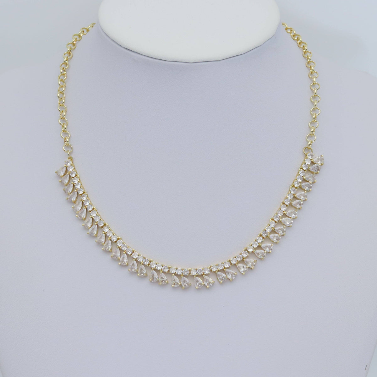 Gold Silver CZ Teardrop Dangle Tennis Chain Connector, Sku#A263