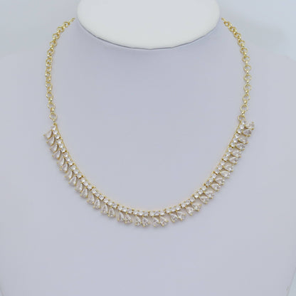 Gold Silver CZ Teardrop Dangle Tennis Chain Connector, Sku#A263