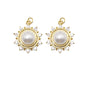 Clear CZ Gold Pearl Flower Charm, Sku#LK817