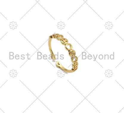 Smiley Face Link Shape Adjustable Ring, Sku#X223