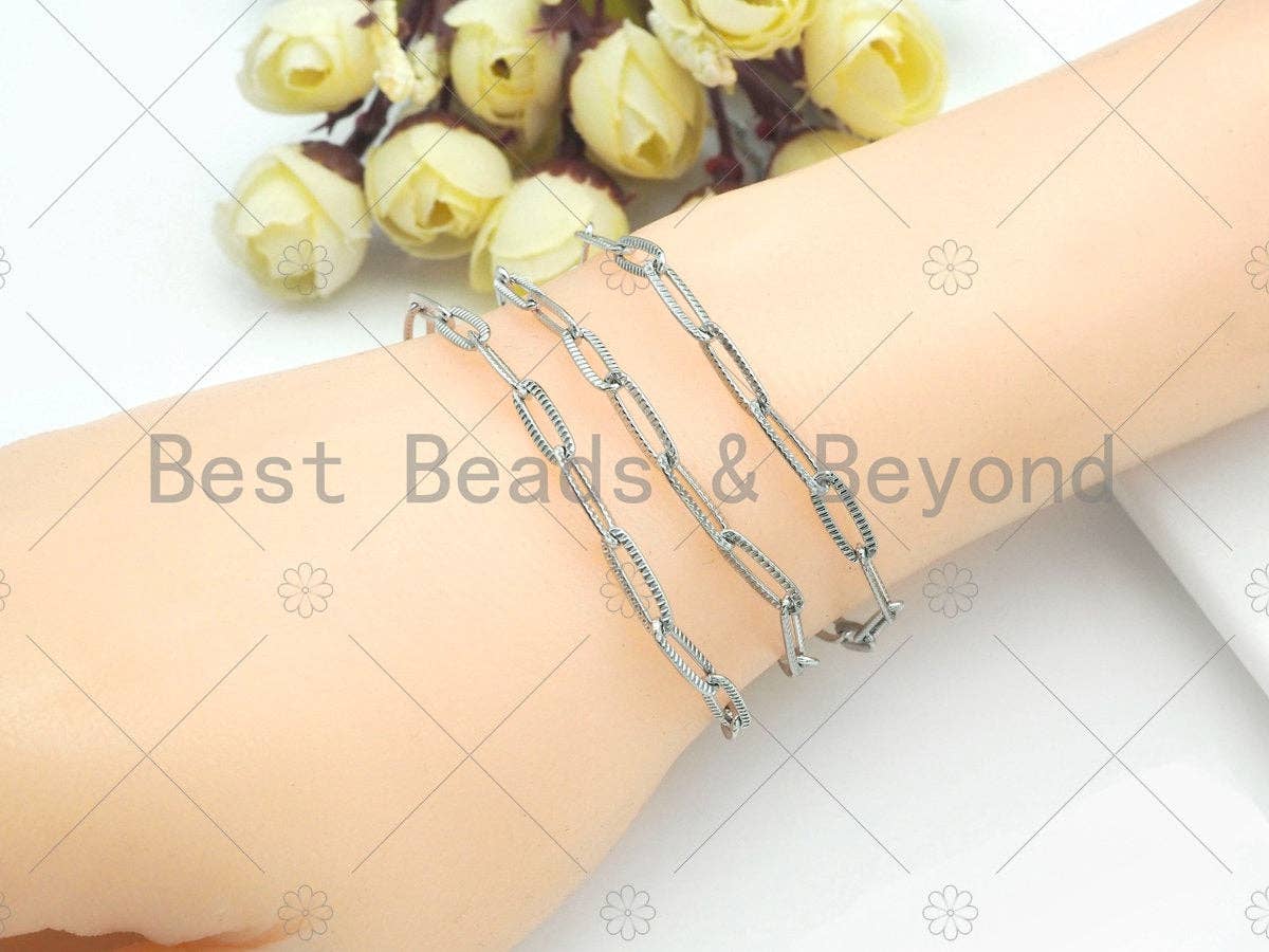 4x12mm Stainless Steel Paperclip Chain by Yard, Silver Unfinished Jewelry Chains, Wholesale Paper Clip Chain, non-tarnishing Chain, sku#A99