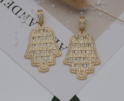 CZ Large Hamsa Hand Charm, Sku#LK621