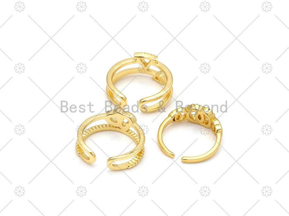 CZ Heart/Triangle/Circle Adjustable Ring, Sku#JL55