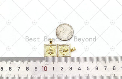 CZ Micro Pave Embossment Flower On Square Shape Pendant, 18K Gold Filled CZ Charm, Necklace Bracelet Charm Pendant,mm,Sku#LK498