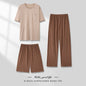 Men's Pajamas Thin Spring And Summer Modal Short-sleeved Trousers Three-piece Home Wear Suit