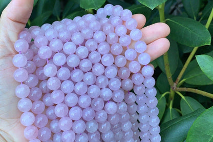 High Quality Natural Purple Rose Quartz Round Smooth Beads
