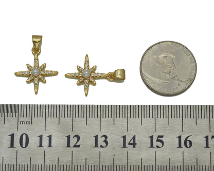 CZ Pearl North Star Charm, Sku#LD283c