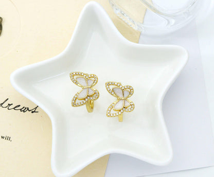 CZ Mother of Pearl Butterfly Adjustable Ring, Sku#LD264