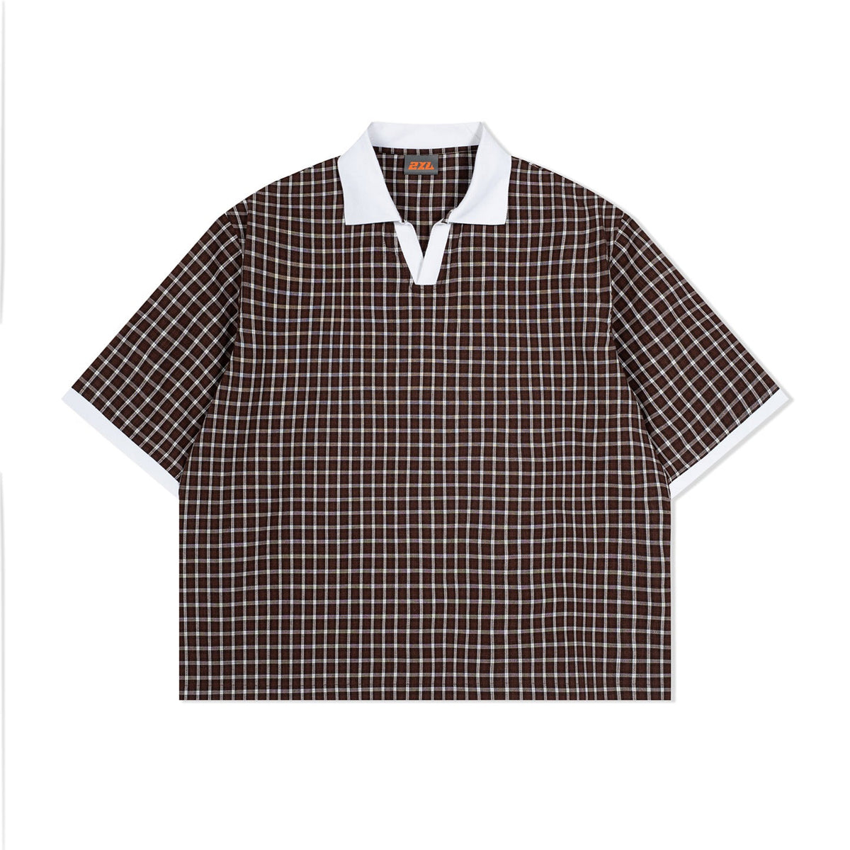 Mens Summer Thin Color-Block Plaid Lapel Short-Sleeve Shirt