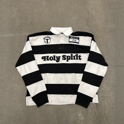 Retro Striped T-shirt With Letter Embroidery Top