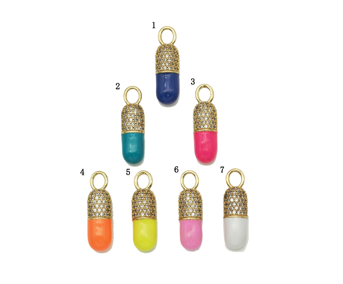 CZ Enamel Pill/ Capsule Pendant,F1453
