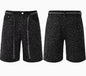 Straight-leg Rhinestone-studded Denim Shorts