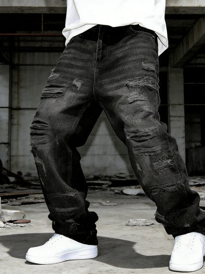 Retro Casual Personalized Patchwork Straight-leg Loose-fit Pants