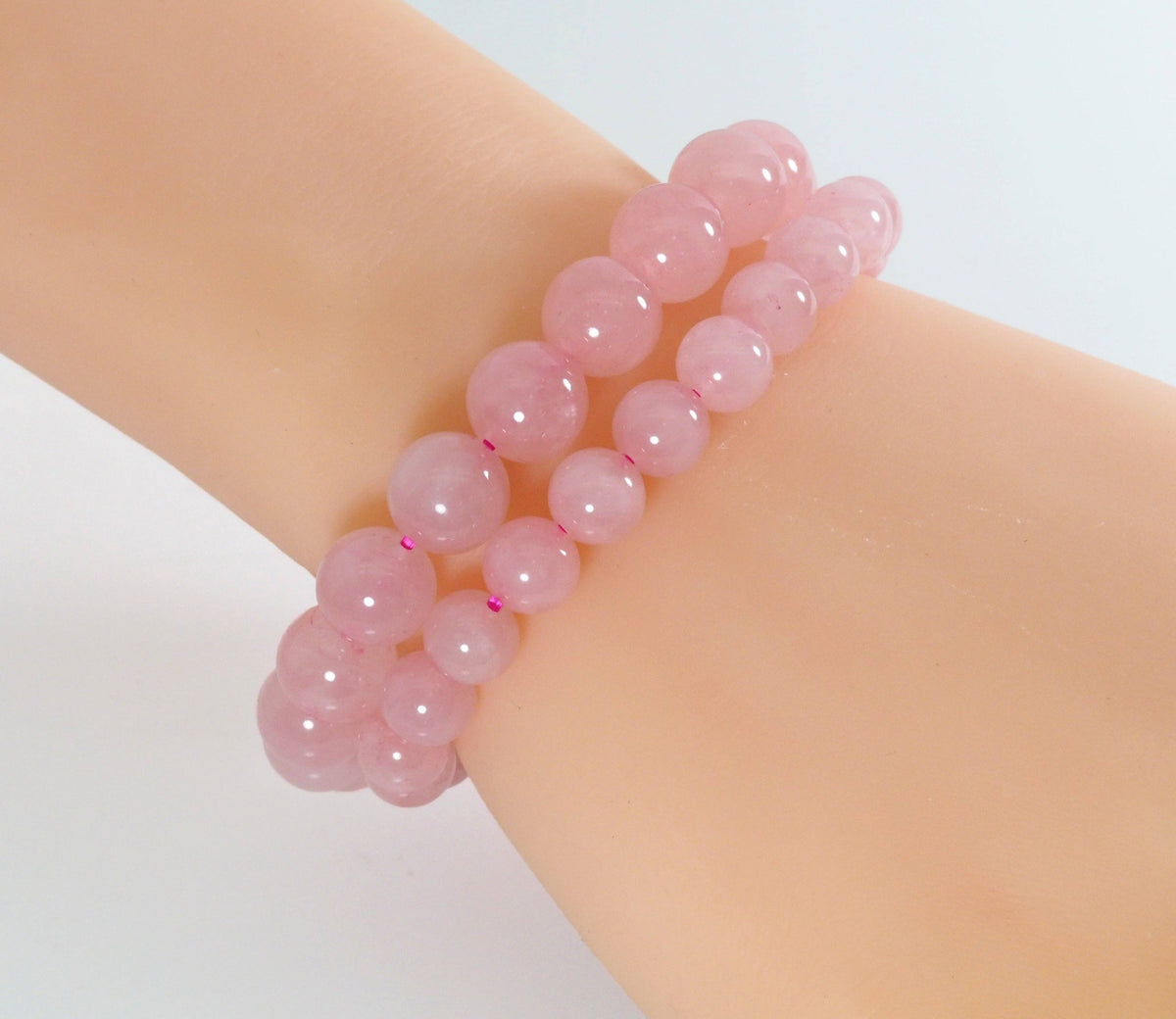 Genuine Madagascar Rose Quartz Stretchy Bracelet, Sku#EF275
