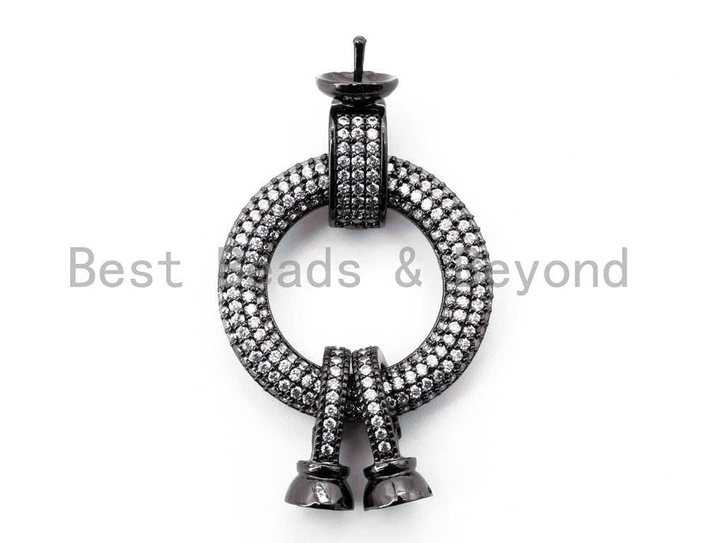 CZ Micro Pave Donut Clasp Buckle Interlock, CZ Micro Pave Interlocking Clasp Fastener, Leather Jewelry supplies, 48x29mm, sku#L157